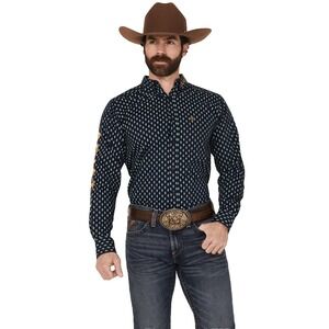 Ariat Men's Team Powell Button-Down Western Shirt XL Blue Southwestern Rodeo NEW